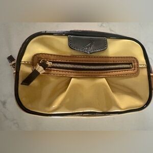 Henri Bendel Elegant Yellow and Black Patent Leather Women's cosmetic bag